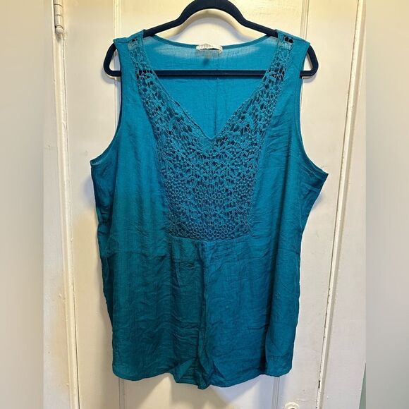 EUC Teal Flowy Tank - Picture 1 of 3